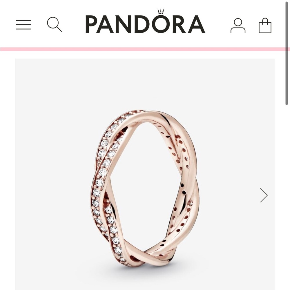 Pandora Sparkling Twisted Lines Ring Rose Gold